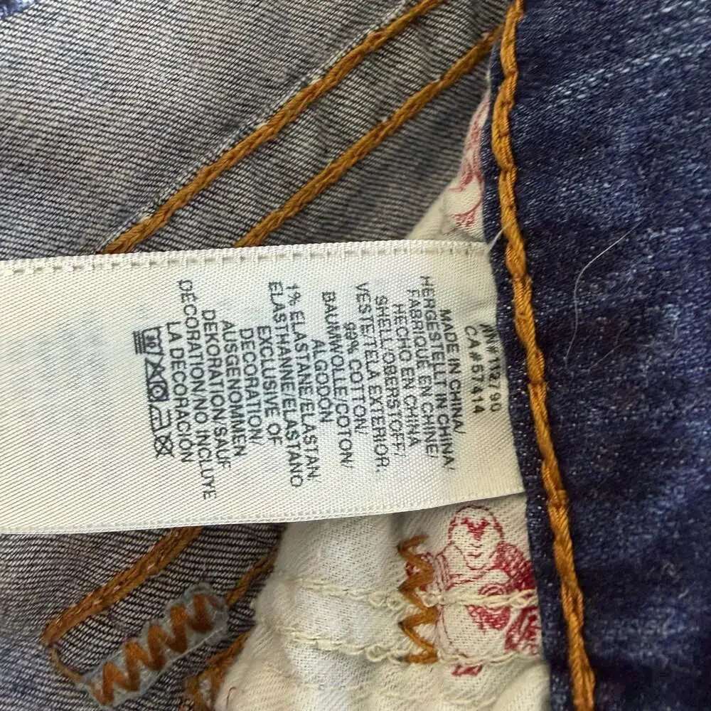 True Religion Mens Ricky Relaxed Straight Leg Super T 32x32 Blue Missing Button